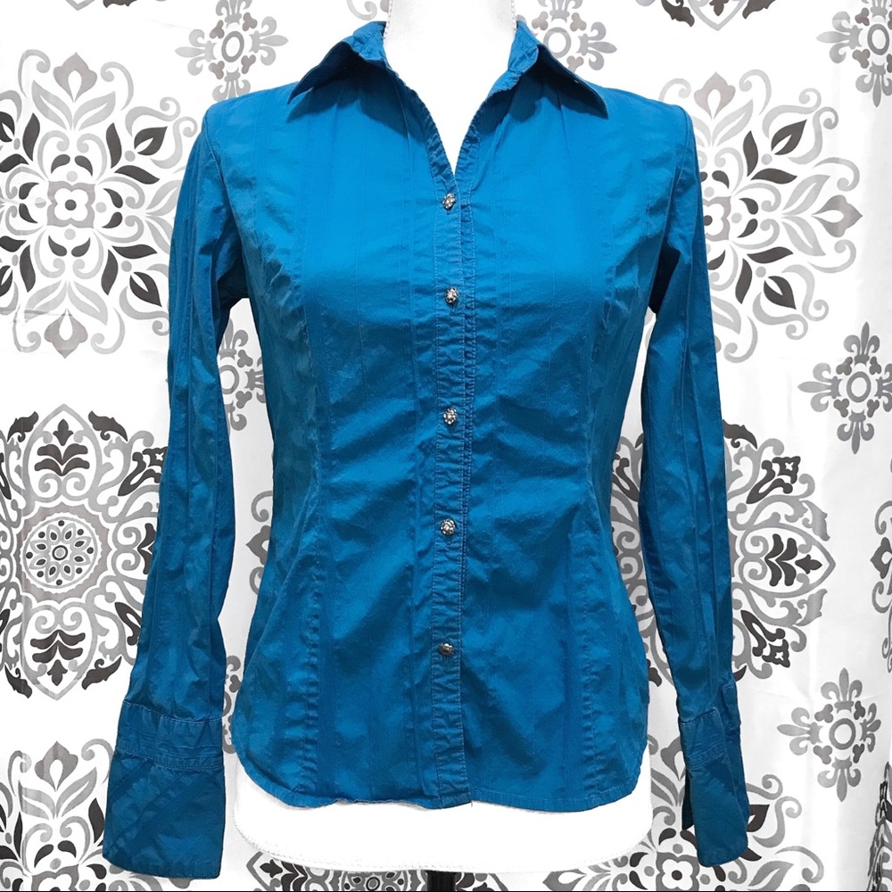 •GEORGE• EUC Stretch 3/4 Sleeve Button Down Top